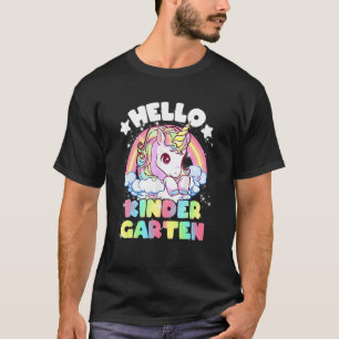 Hello Kindergarten Unicorn Cute Kids Girls Back To T-Shirt