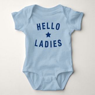 Hello Ladies, Infant Design in Blue Baby Bodysuit