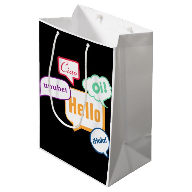 Hello | Languages Medium Gift Bag (Front Angled)