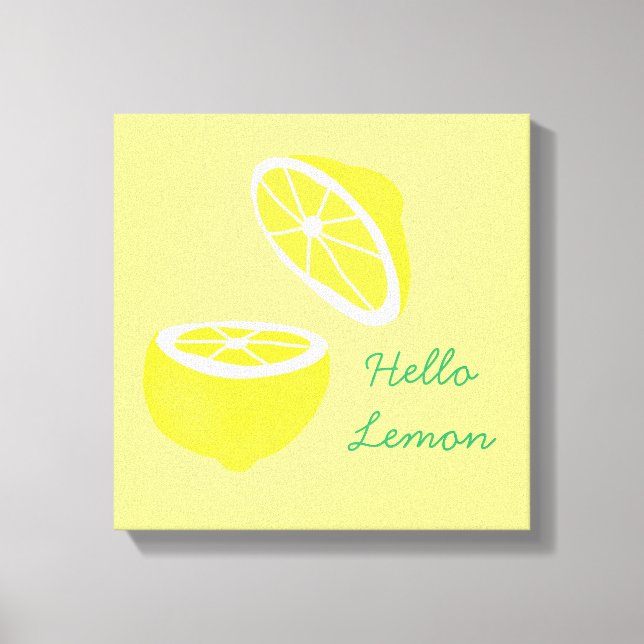 Hello Lemon modern yellow fruit Canvas Print (Front)