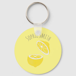 Hello Lemon modern yellow fruit Key Ring