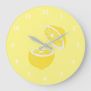 Hello Lemon modern yellow fruit Large Clock