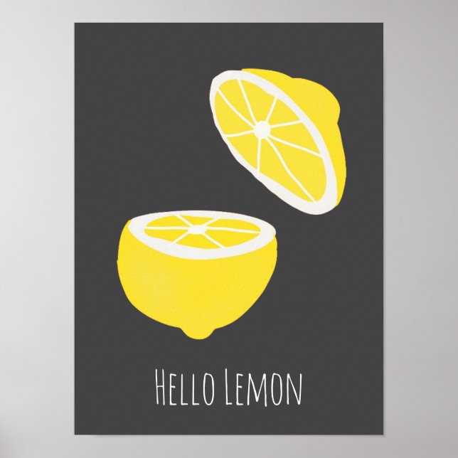 Hello Lemon modern yellow fruit Poster (Front)