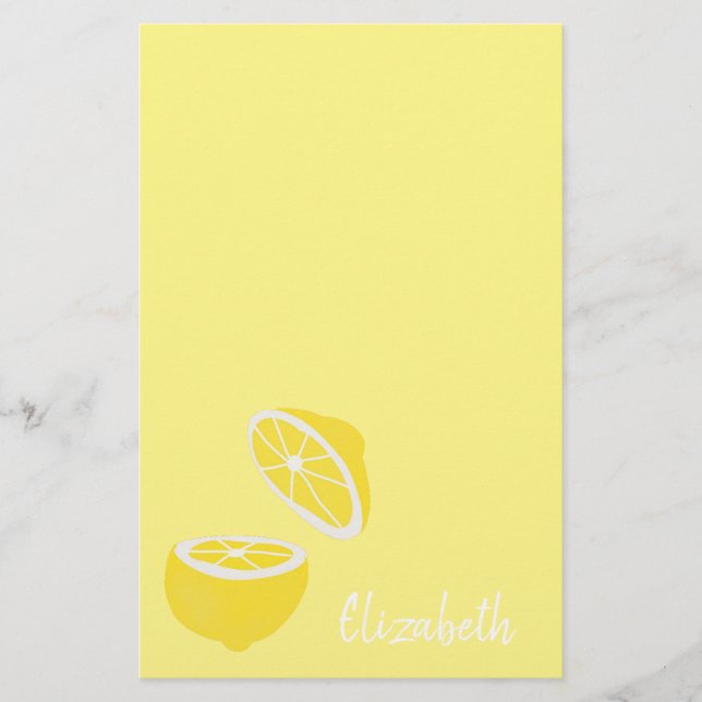 Hello Lemon modern yellow fruit Stationery (Front)