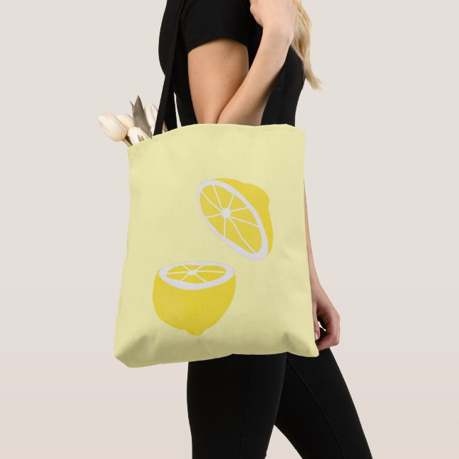 Hello Lemon modern yellow fruit Tote Bag (Close Up)