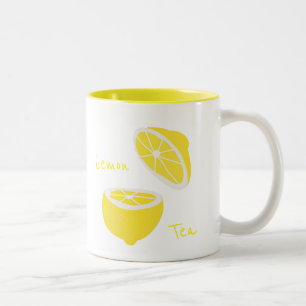 Hello Lemon modern yellow fruit Two-Tone Coffee Mug