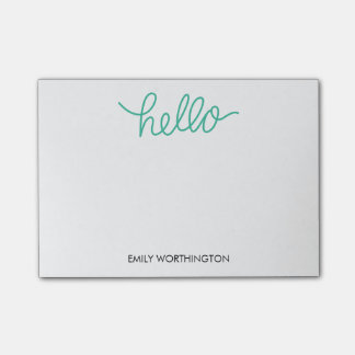 Hello Lettering Custom Post-it® Notes (Emerald)