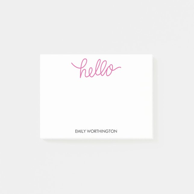 Hello Lettering Custom Post-it® Notes (Fuchsia) (Front)