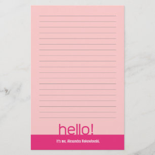Hello! Lined Personalised Stationery