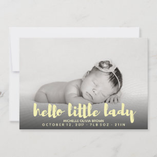 Hello little baby yellow  Photo Birth Announcement
