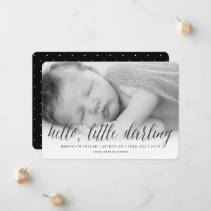 Hello Little Darling Gender Neutral Photo Birth Announcement