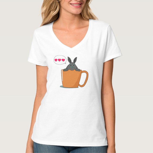 Hello little grey bunny T-Shirt (Front)