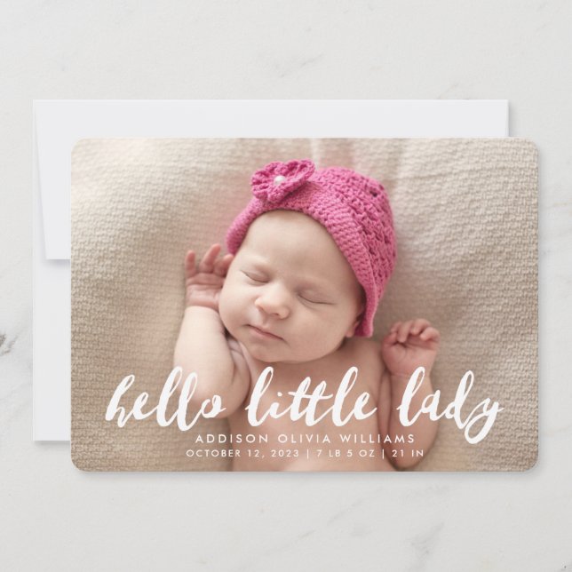 Hello Little Lady | Photo Birth Announcement (Front)