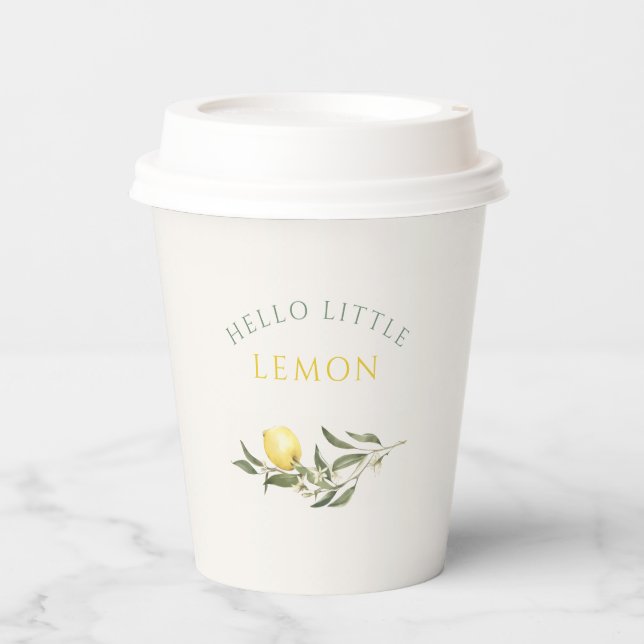 Hello Little Lemon Citrus Baby Shower Paper Cups (Front)