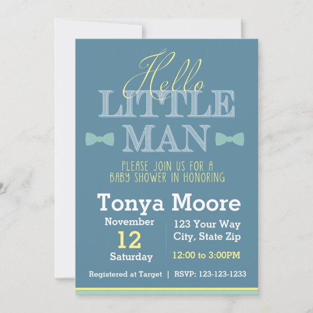 Hello Little Man Baby Shower Invitation (Front)