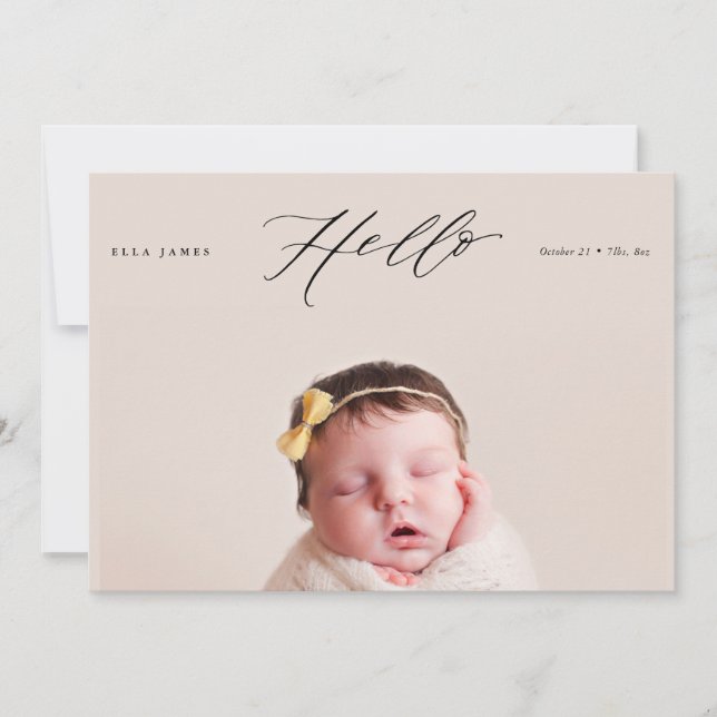 HELLO LITTLE ONE Birth Announcement // Black (Front)