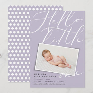 Hello little one chic elegant modern photo announcement