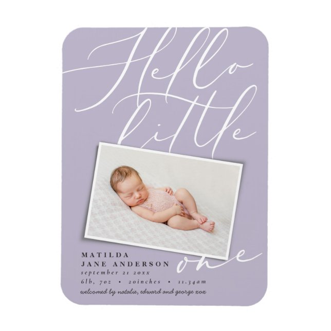 Hello little one chic elegant modern photo magnet (Vertical)