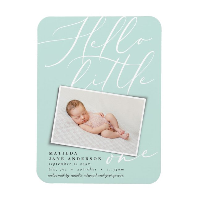 Hello little one chic modern photo magnet (Vertical)