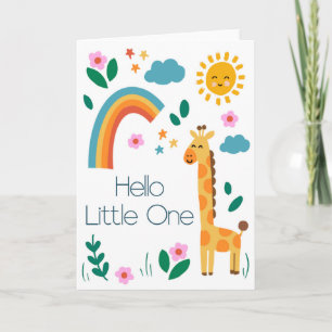 Hello Little One Cute Giraffe Rainbow Baby Card