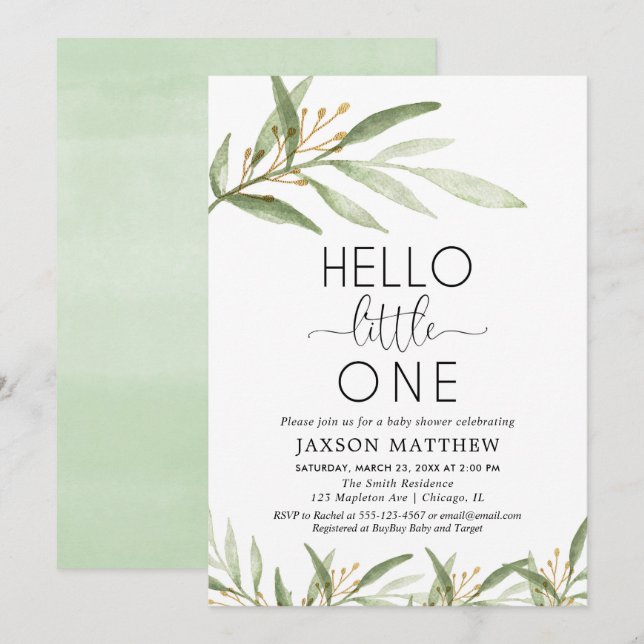 Hello little one gender neutral baby shower invitation (Front/Back)