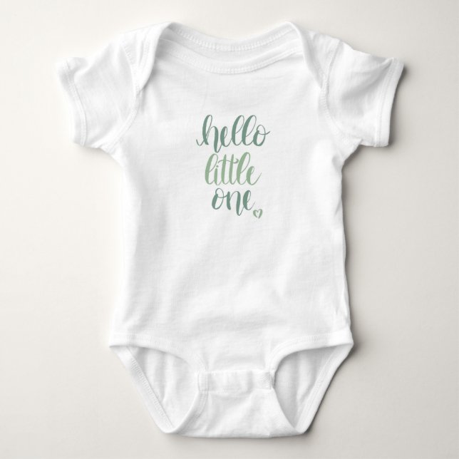 Hello Little One Green Baby Bodysuit (Front)