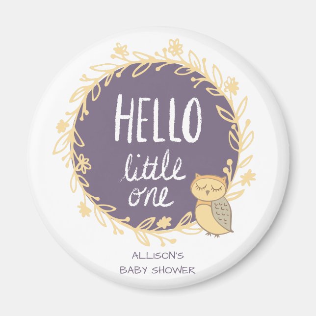 Hello Little One Owl Baby Shower Favour Magnet (Front)
