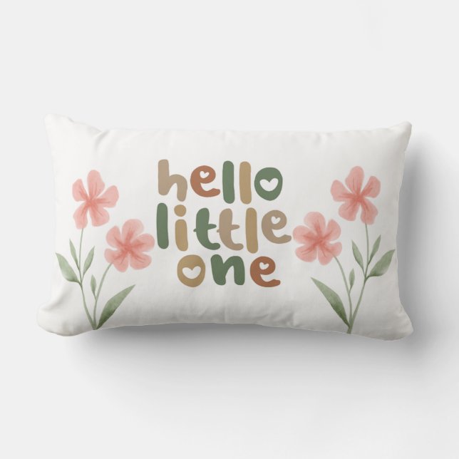"Hello Little One" Print Nursery  Lumbar Cushion (Front)