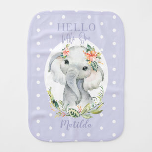 Hello little one watercolor elephant burp cloth