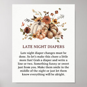 Hello Little Pumpkin Fall Baby Shower Diaper Fun Poster