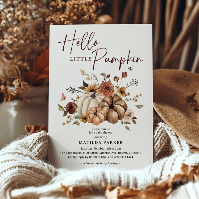 Hello Little Pumpkin Fall Baby Shower Invitation (Creator Uploaded)