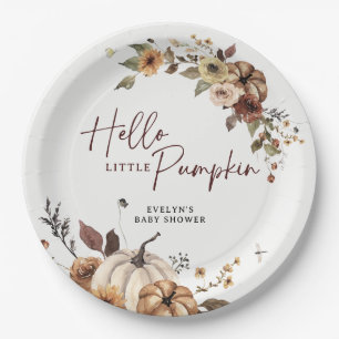 Hello Little Pumpkin Fall Baby Shower Paper Plate