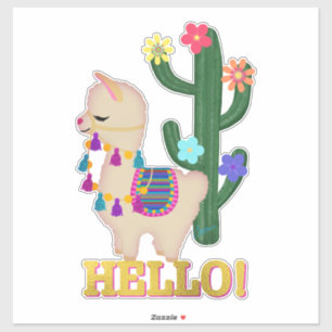 Hello! Llama and Cactus   Whimsical Llama