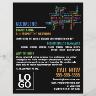 Hello Logo, Translator & Interpreter Flyer