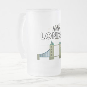 Hello London Frosted Glass Beer Mug