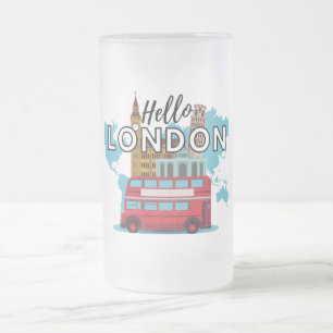 Hello London Frosted Glass Beer Mug