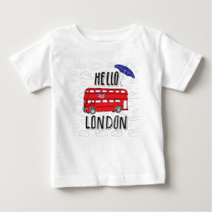 Hello London   Hand Lettered Sign With Umbrella Baby T-Shirt