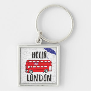Hello London Hand Lettered Sign With Umbrella Key Ring