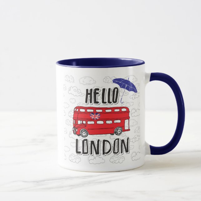 Hello London | Hand Lettered Sign With Umbrella Mug (Right)