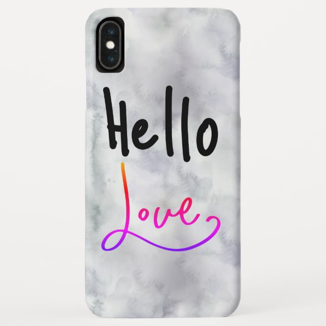 Hello Love Funny Typography Marble Case-Mate iPhone Case (Back)