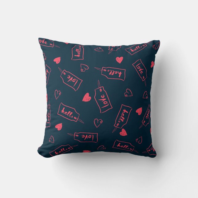 Hello Love Tag Pattern Cushion (Front)
