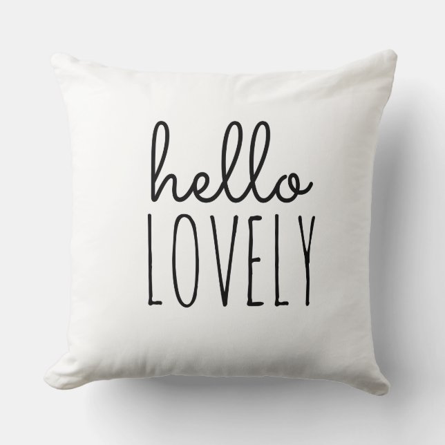 hello lovely chic trendy love design Throw Pillow (Front)