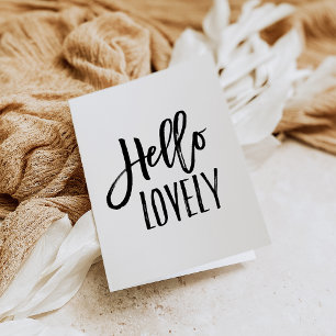 Hello Lovely Chic Typography Blank Card