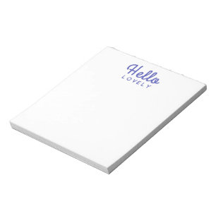Hello Lovely   Modern Blue Stylish Trendy Retro Notepad