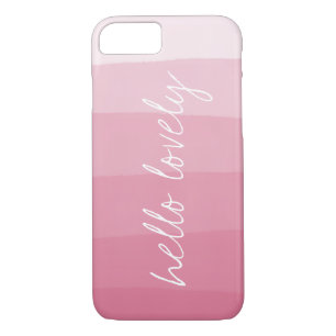 Hello Lovely Pink Watercolor Gradient Stripe iPhone 8/7 Case