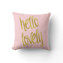 Hello Lovely Quote Faux Gold Foil Sparkle Design