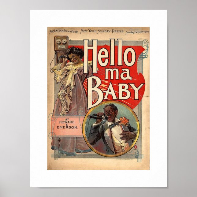 Hello ma Baby, Sheet Music 1900 Vintage Poster (Front)