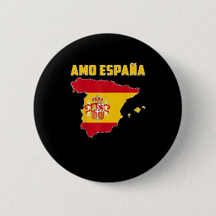Hello Madrid I Love Spain Map Flag Proud Spanish D 6 Cm Round Badge