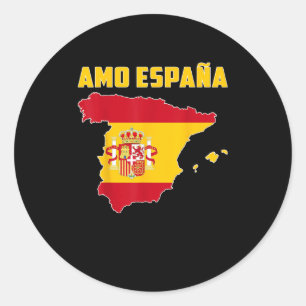 Hello Madrid I Love Spain Map Flag Proud Spanish D Classic Round Sticker