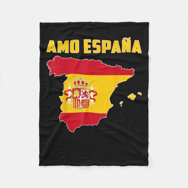 Hello Madrid I Love Spain Map Flag Proud Spanish D Fleece Blanket (Front)